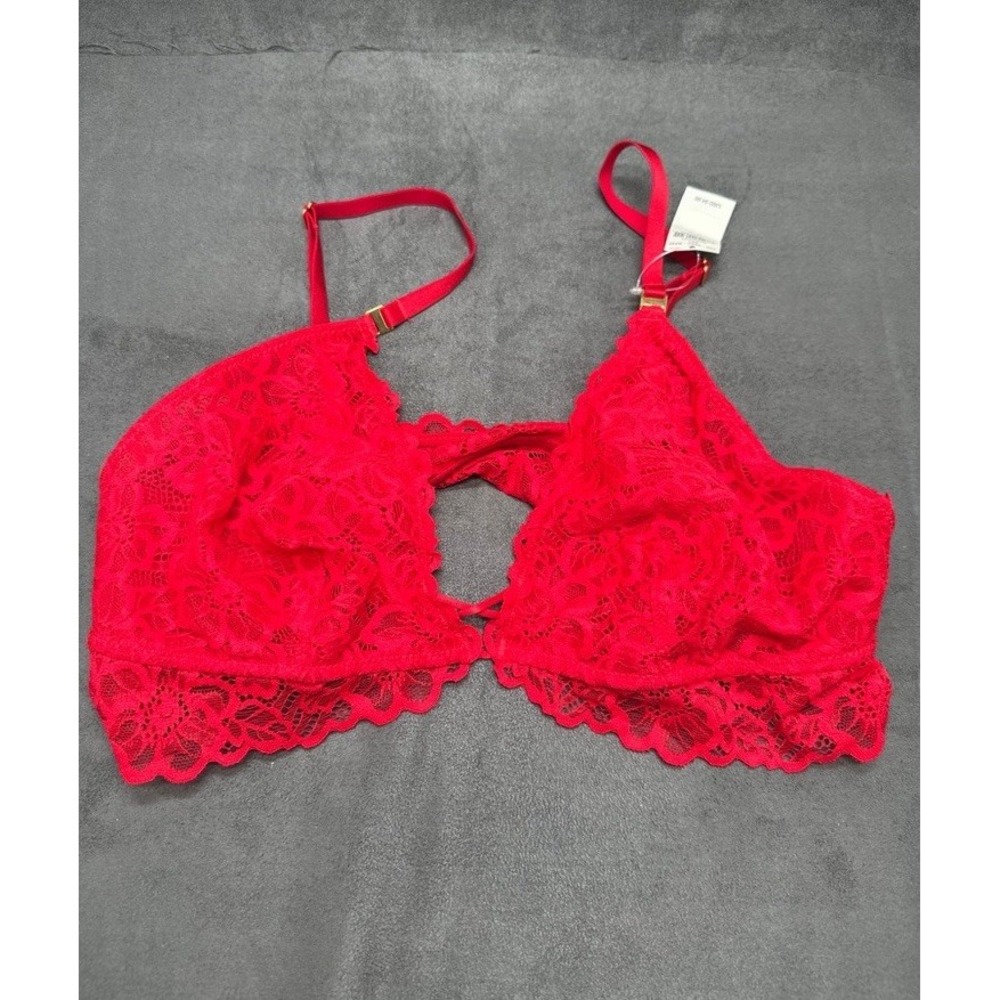 Aerie Red Lace Triangle Bralette Size Medium